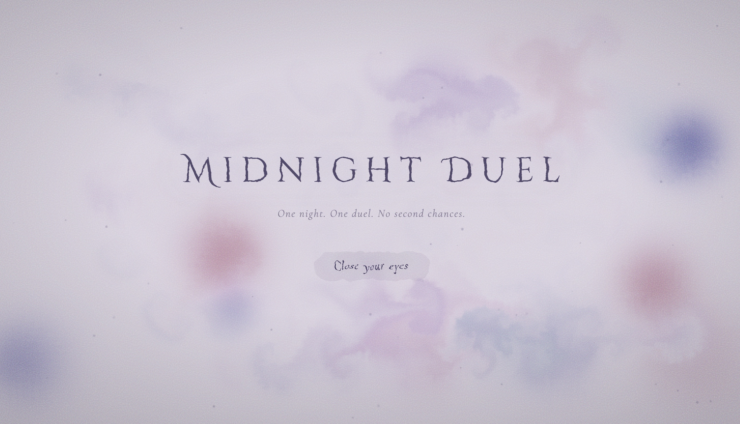 Midnight Duel — écran-titre du jeu de cartes en aquarelle